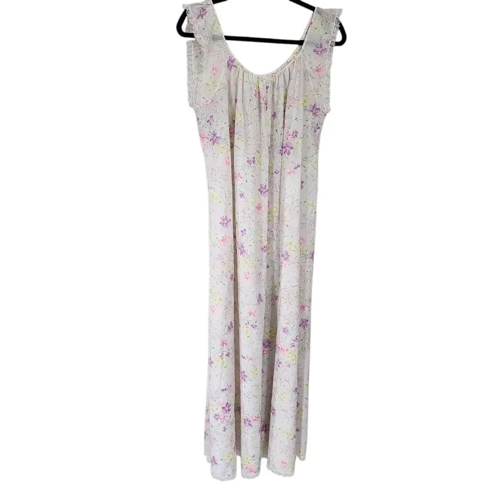 Vintage Colony Club Nightgown S Oversized Floral Lace Cottagecore Granny
